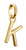 Pendentif breloque K, plaqué or, avec passant