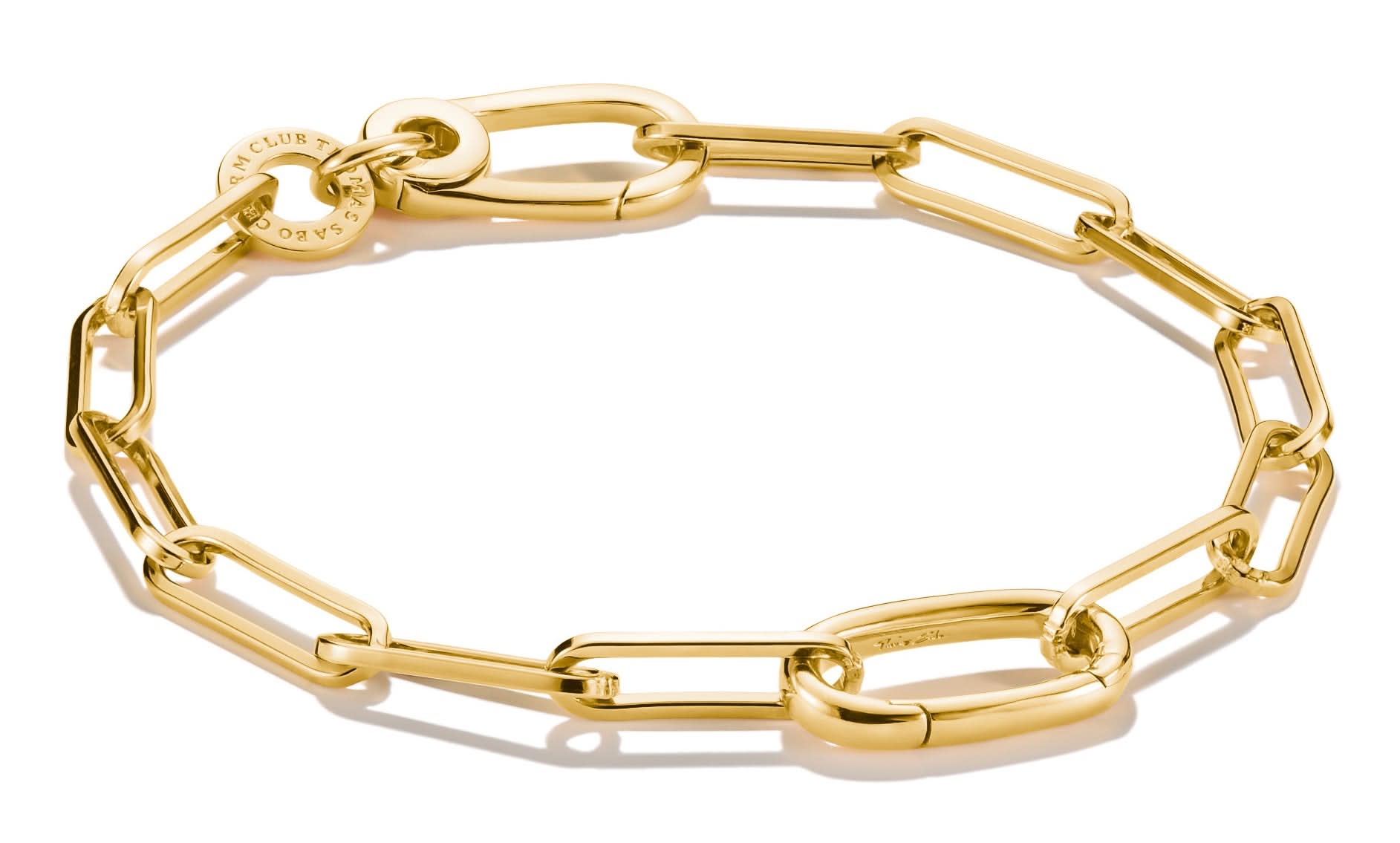 Bracelet jonc plaqué or avec maillons trombone et lien connect, breloque ronde