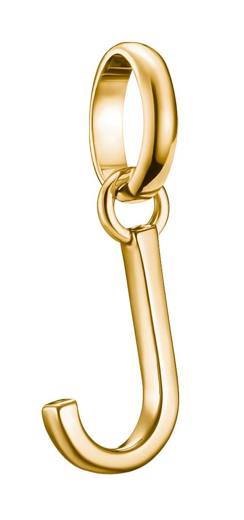 Pendentif breloque plaqué or lettre J avec passant et anneau