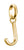 Pendentif breloque plaqué or lettre J avec passant et anneau