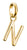 Pendentif breloque plaqué or lettre N, passant ovale, contour lisse