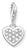 Pendentif breloque en argent avec cœur scintillant de pierres étincelantes, avec passant et chaîne