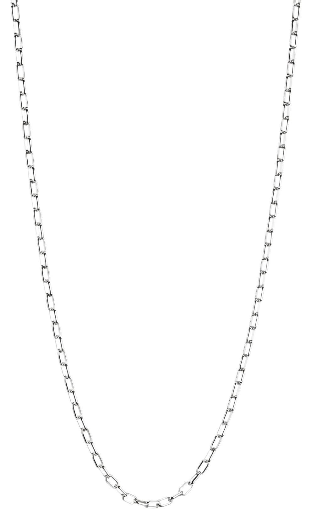 Collier trombone argenté à maillons fins et fermoir