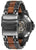 Bracelet de montre pour homme avec boîtier en acier noir, incrustations en bois et mouvement apparent
