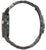 Bracelet de montre pour homme, vue de côté, avec bracelet en acier noir et incrustations en bois