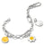 Bracelet jonc en argent avec breloques : smiley, fleur et médaille ronde