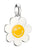 Pendentif breloque en argent : visage souriant jaune dans une couronne de fleurs