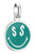 Charm pendent Thomas Sabo SMILEYWORLD® en argent, smiley rond avec symboles $ sur turquoise