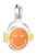 Pendentif breloque en argent avec smiley orange et casque, souriant