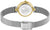 Damenarmbanduhr mit silbernem Meshband, goldfarbenem Gehäuse und Rückseite