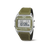 Herren-Digitaluhr mit Chronograph, olivgrünes Textilband, silberfarbenes Gehäuse