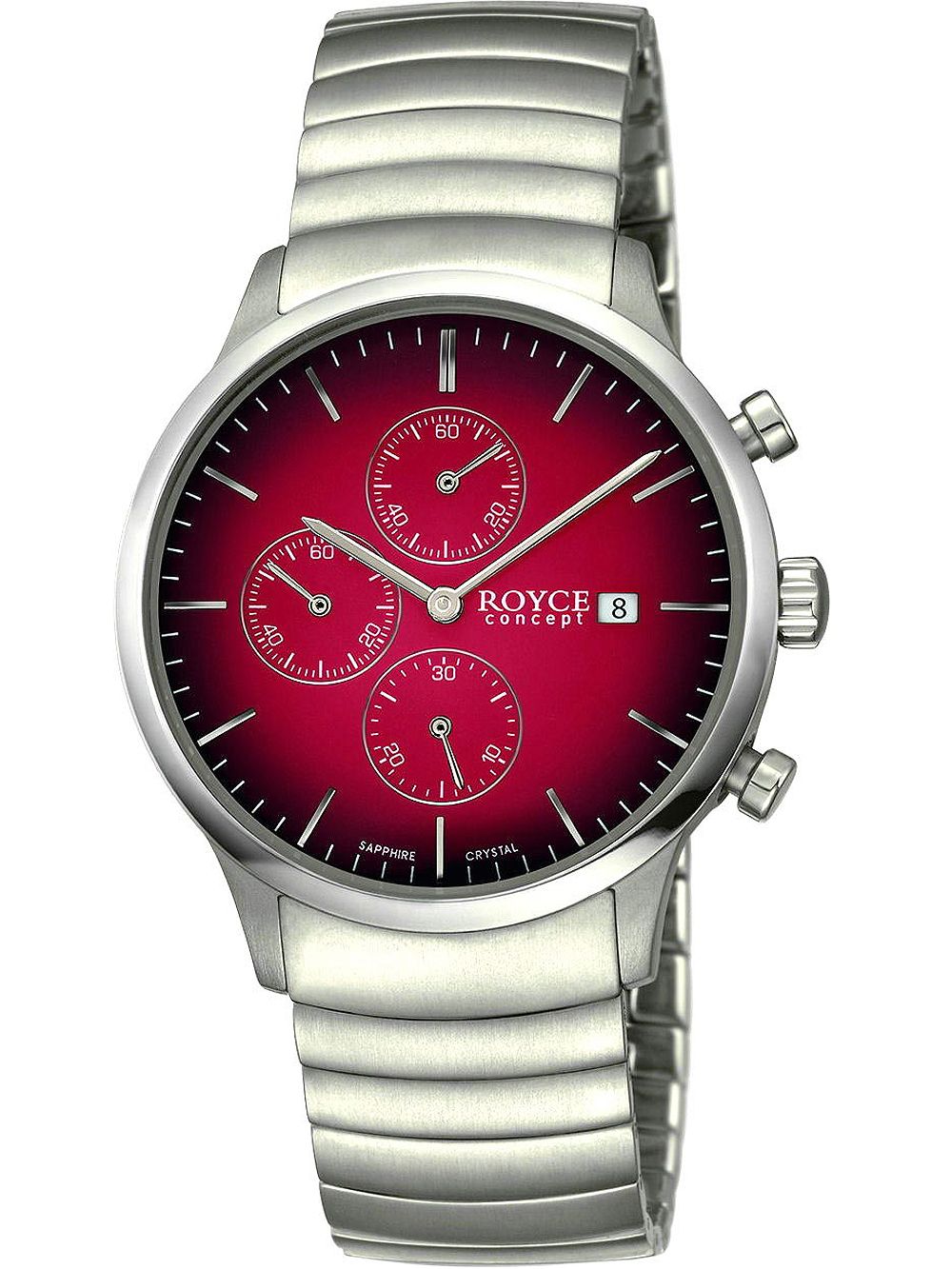 Herrenarmbanduhr Boccia Royce 3743-02 mit rotem Zifferblatt und Chronograph