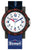 Kinderarmbanduhr mit blauem Textilband, rundem Lernzifferblatt und Scout-Logo