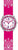 Montre pour fille avec cadran rond rose à paillettes et bracelet rose à motif