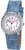 Mädchenuhr mit Jeans-Armband, rundem silbernem Gehäuse und buntem Zifferblatt