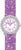 Bracelet de montre pour fille violet scintillant avec cadran rond et boîtier argenté