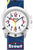 Kinderuhr mit silbernem Gehäuse, blauem Armband und buntem Zifferblatt (Scout)