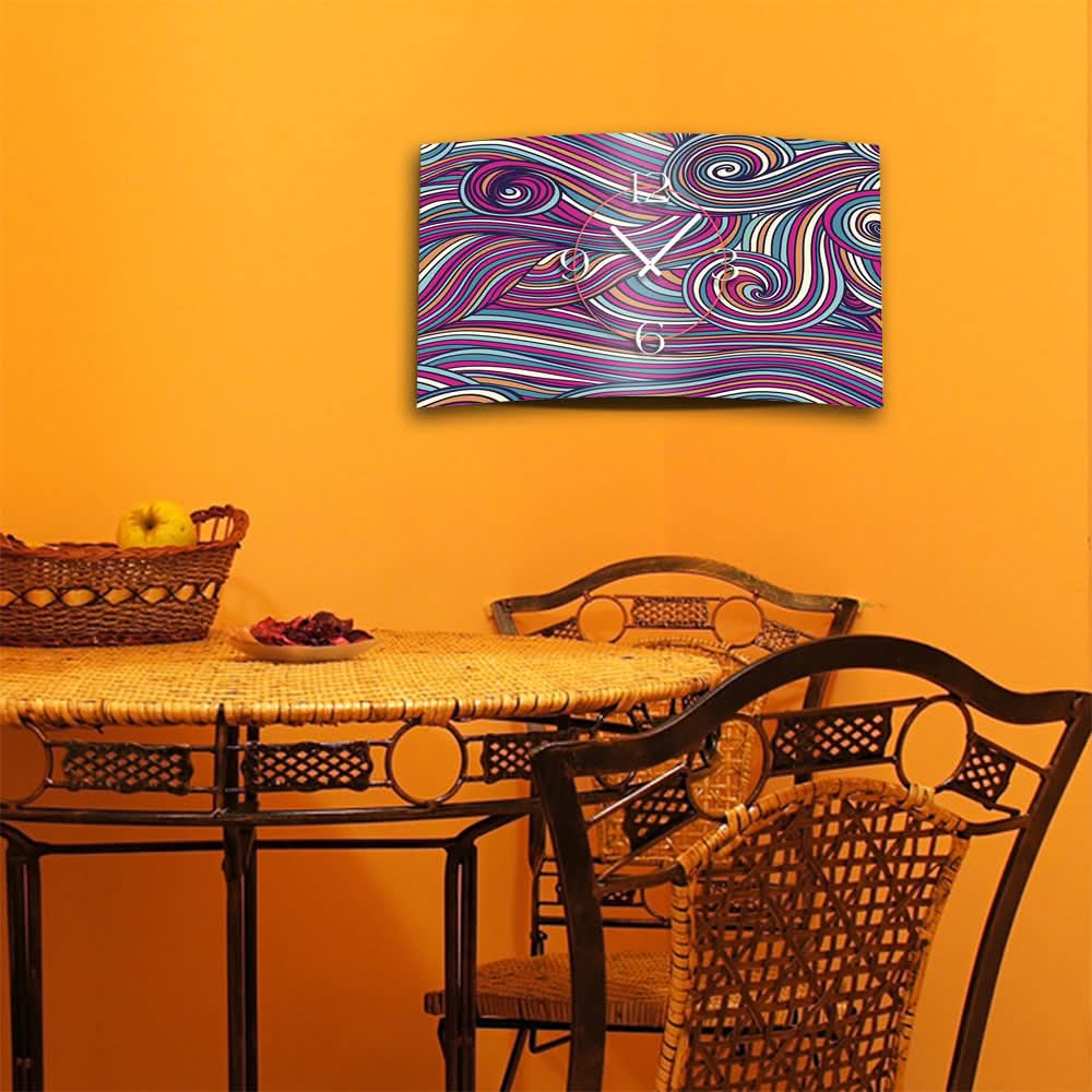 Horloge murale rectangulaire avec motif spirale coloré