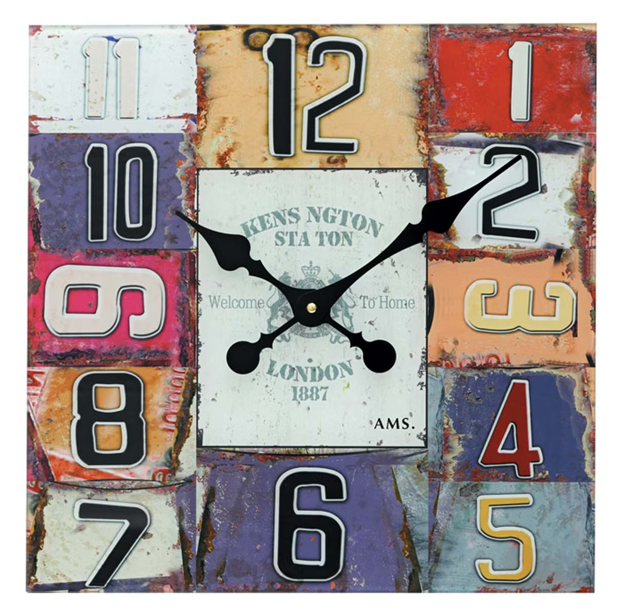 AMS 9425 Horloge Murale Classique • Mouvement à Quartz Silencieux • Verre Minéral Imprimé