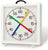 Horloge murale Peweta avec boîtier carré, cadran blanc et aiguilles colorées