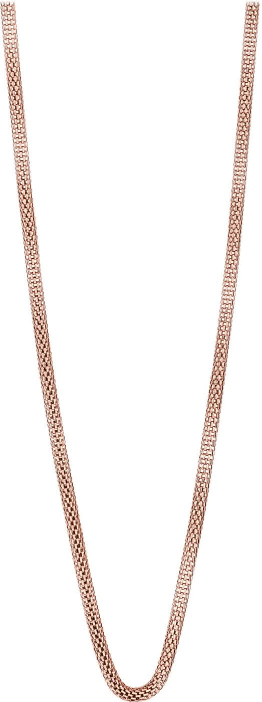 Collier en acier inoxydable à maillons fins, long, couleur or rose