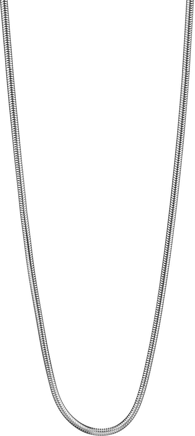 Collier en acier inoxydable avec une fine chaîne serpent, maillons ronds.
