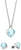 Collier en argent avec pendentif en forme de cœur et clous d'oreilles assortis, cœur bleu clair