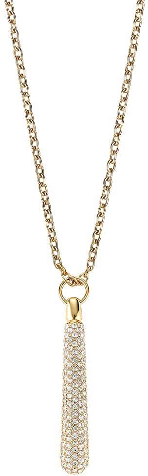 Collier en acier inoxydable avec pendentif scintillant et chaîne à maillons fins, couleur or