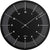 Atlanta Wanduhr mit schwarzem Ziffernblatt, Strichmarkierungen und silbernen Zeigern, rund
