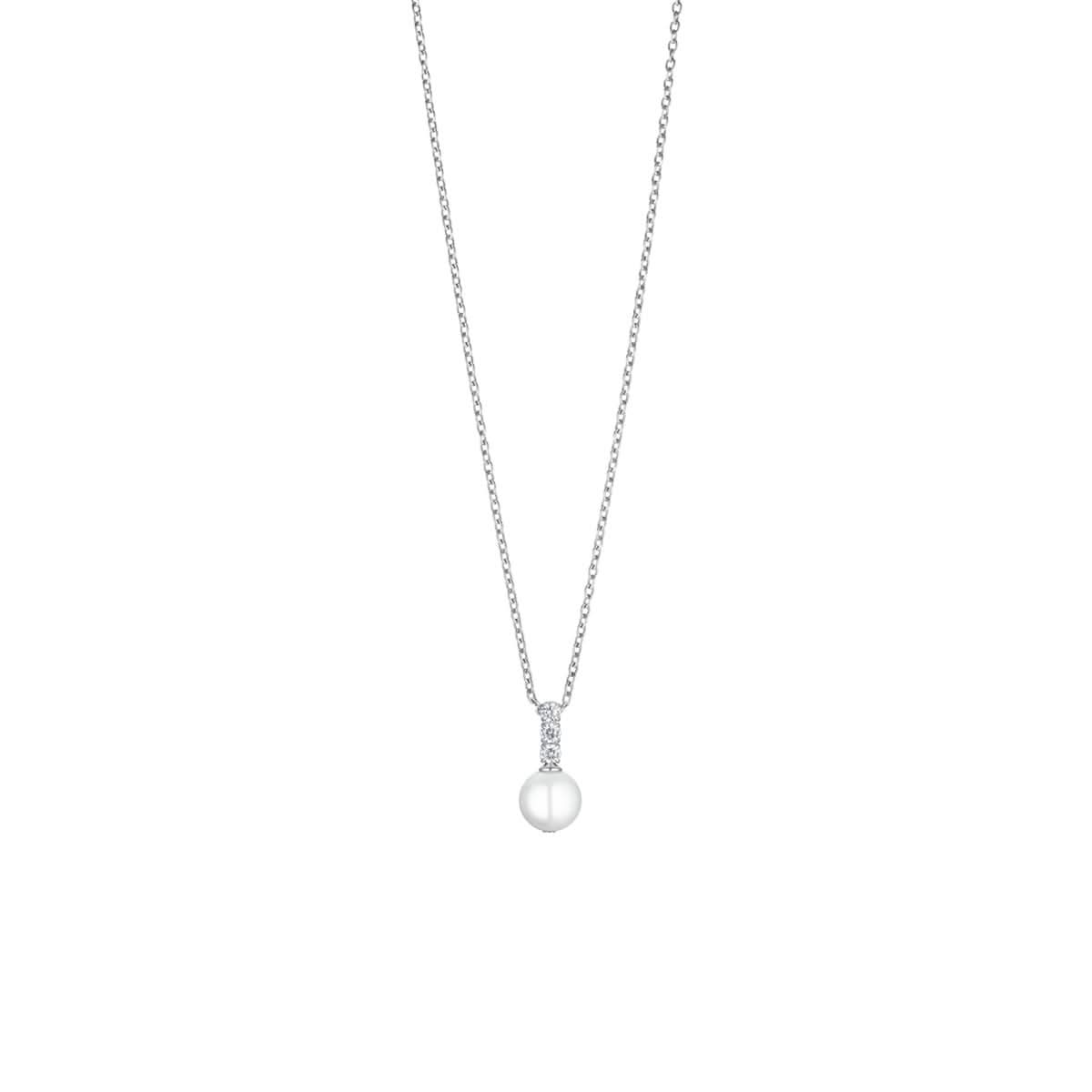 Collier perlé en acier inoxydable avec perle ronde et chaîne fine