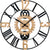 Horloge murale avec cadran noir et aspect engrenage en bois