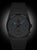 Montre homme noire avec bracelet en métal, cadran noir, date 25, mouvement solaire