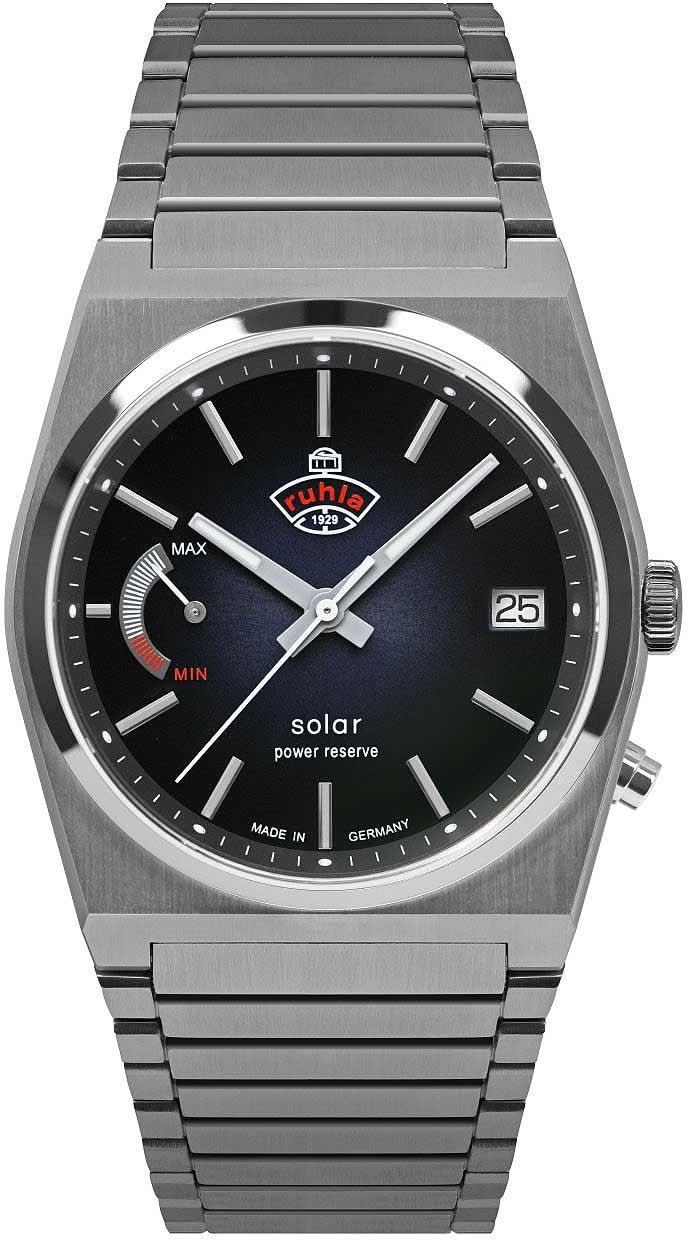 Montre homme avec bracelet en acier inoxydable, cadran solaire sombre, date 25