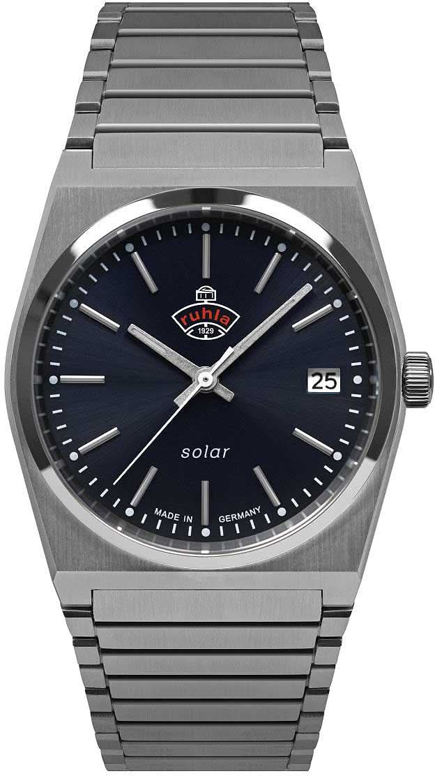 Montre Ruhla pour femme, bracelet en acier inoxydable, cadran sombre, date 25