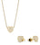 Pendentif cœur doré avec chaîne et clous d'oreilles cœur scintillants