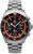 Herrenuhr mit Edelstahlarmband, schwarzem Zifferblatt und orangefarbener Lünette, Chronograph