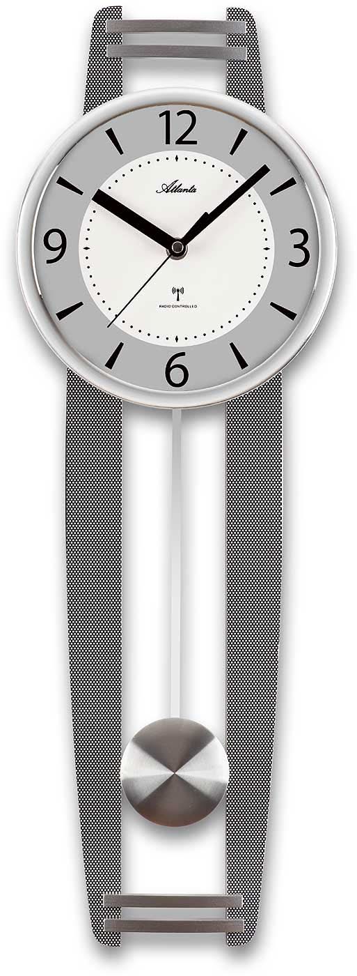Horloge murale Atlanta 59x20x6,5 cm bois • Radio-pilotée • Avec balancier