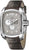 Herrenuhr mit silbernem Gehäuse, braunem Lederarmband und grauem Chronographenzifferblatt