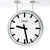 Horloge murale avec cadran blanc, mouvement d'aiguilles noir et bordure métallique Peweta