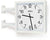 Horloge murale carrée avec cadre en métal blanc, aiguilles et chiffres noirs, Peweta