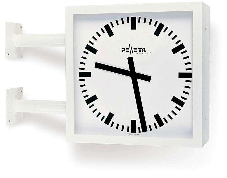 Horloge murale en métal 50x50 cm avec cadre blanc, cadran noir et aiguilles noires