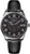 Montre homme avec bracelet en cuir noir et cadran noir, échelle GMT 24h