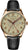 Montre pour homme avec boîtier couleur or rose, bracelet en cuir noir et cadran coloré