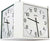 Horloge murale moderne avec deux cadrans, index blancs et aiguilles noires