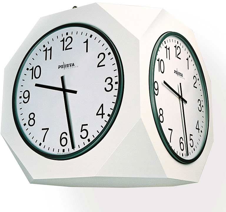 Horloge murale avec cadran blanc, jeu d'aiguilles noir et bordure verte dans un boîtier en métal