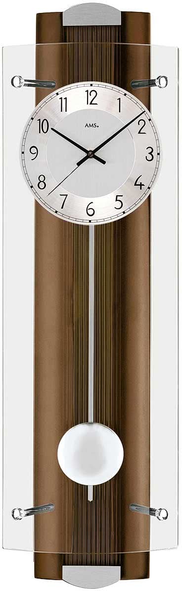 Horloge murale AMS 66x17x10 cm bois • Radio-pilotée • Avec balancier