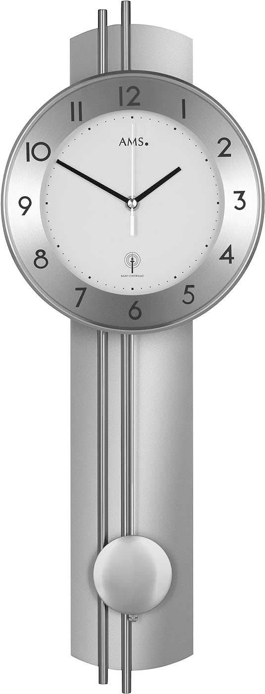 Horloge murale AMS 62x22x8 cm bois • Mouvement à pendule radio-piloté • Design moderne