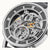 Skelettierte Herrenuhr, Nahansicht des Uhrwerks mit goldenen und blauen Akzenten