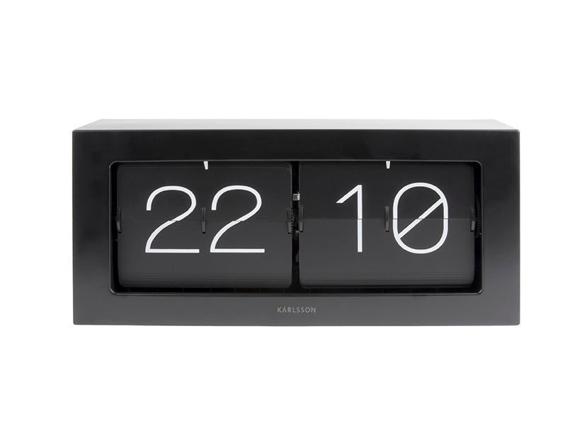 Horloge de table Karlsson avec affichage à chiffres basculants, boîtier noir, affichage 22 et 10