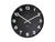 Horloge murale ronde noire avec chiffres blancs, anneau de chiffres et ligne d'accentuation rouge